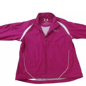 Under armour Windbreaker Jacket Womens Large Pink Polyester Long Sleeve Full Zip